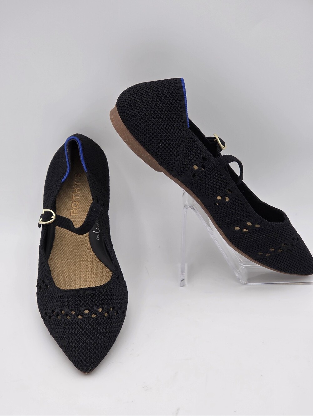Rothy's The Point Mary Jane II flats in black crochet
